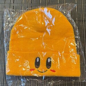 Kirby Smiling face YELLOW knitted Embroidered Beanie Hat.